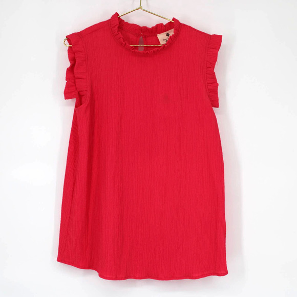 Betsey’s Boutique Wavy Textured Ruffle Trim Tank Women’s Small in Pink NEW - Picture 1 of 4